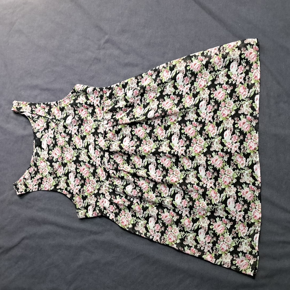 EUC Forever 21 Women's Floral Black & Pink Tank Dress Size M